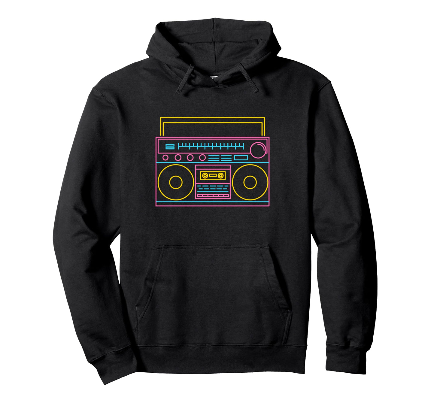 Colorful Boombox Synthwave Music Radio Hoodie - Novelty Apparel for Adults - T-Shirt, Sweatshirt, Hoodie