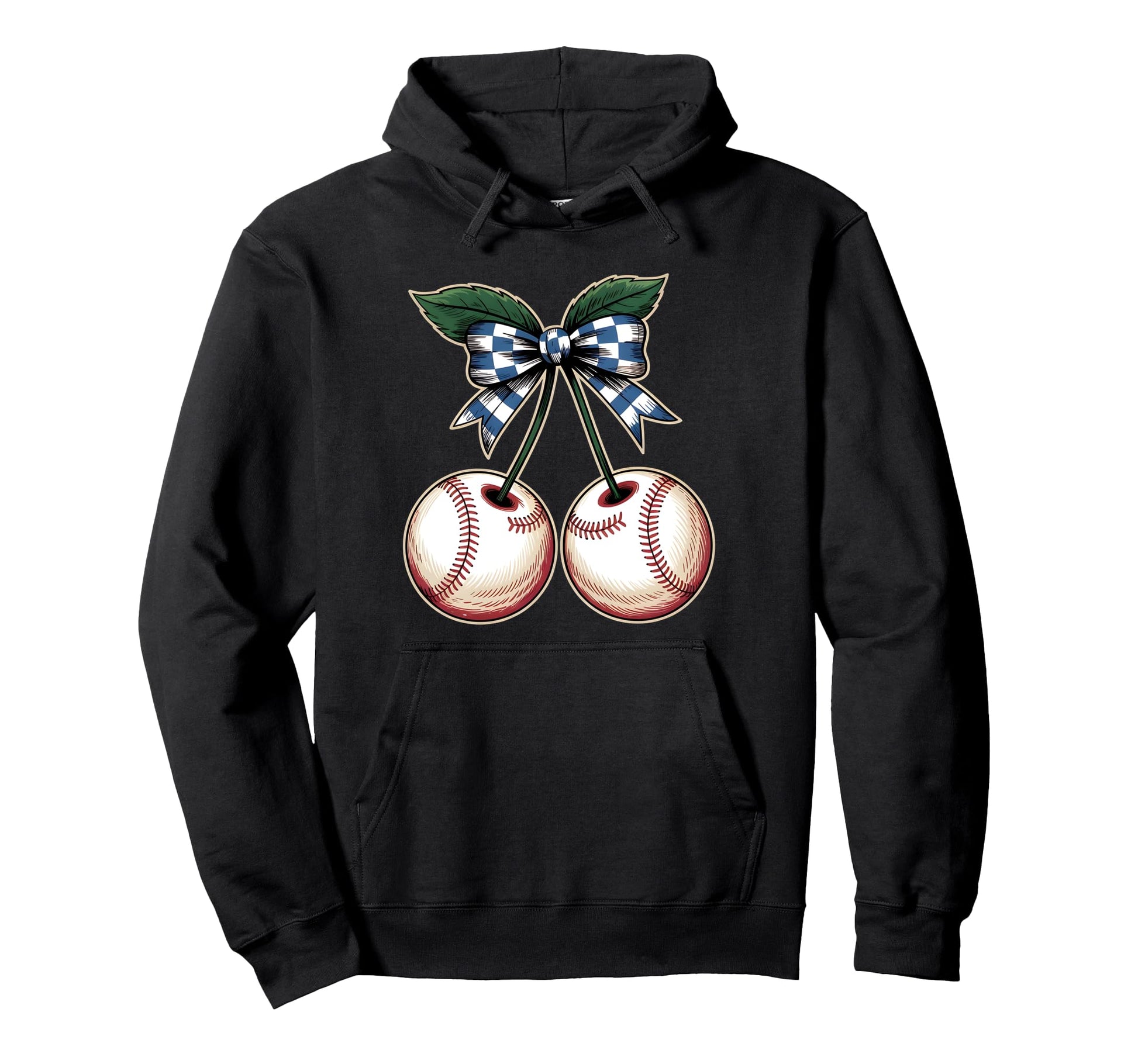 Bow Baseball Cherry Art Sport Hoodie - Streetwear Style Unisex - T-Shirt, Sweatshirt, Hoodie