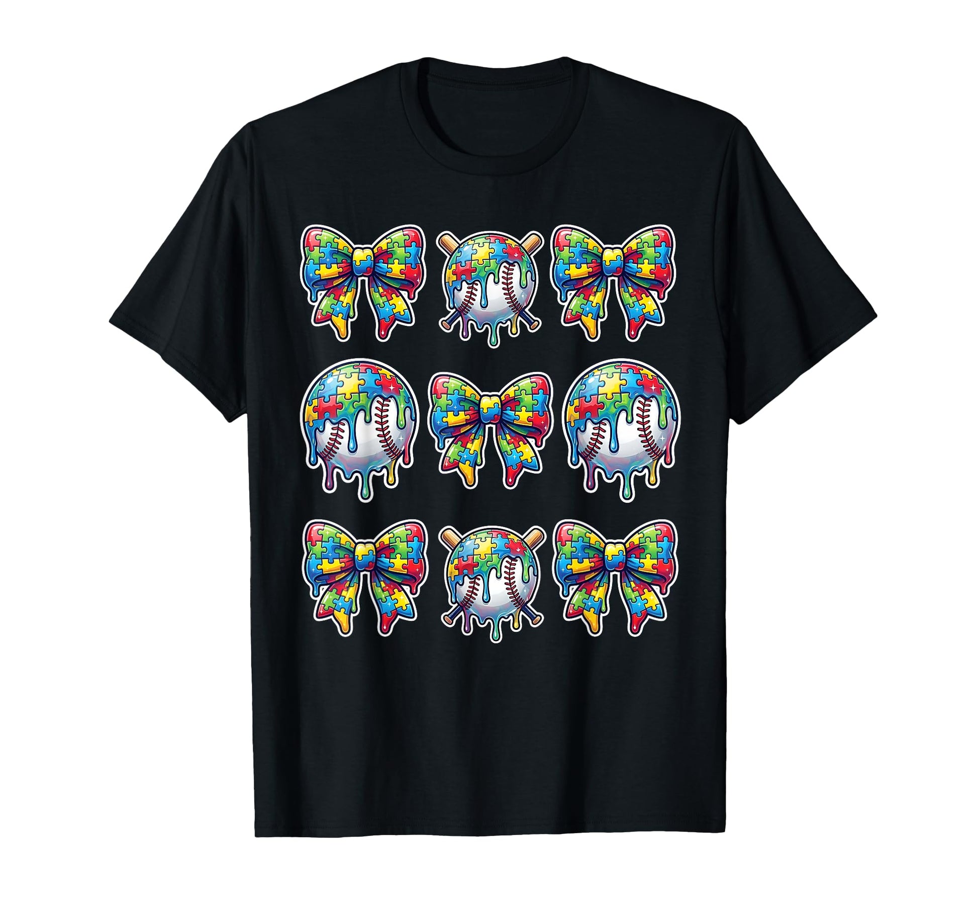 Baseball Sister Puzzle Bow Ice Cream T-Shirt - Graphic Print for Adults - T-Shirt, Sweatshirt, Hoodie