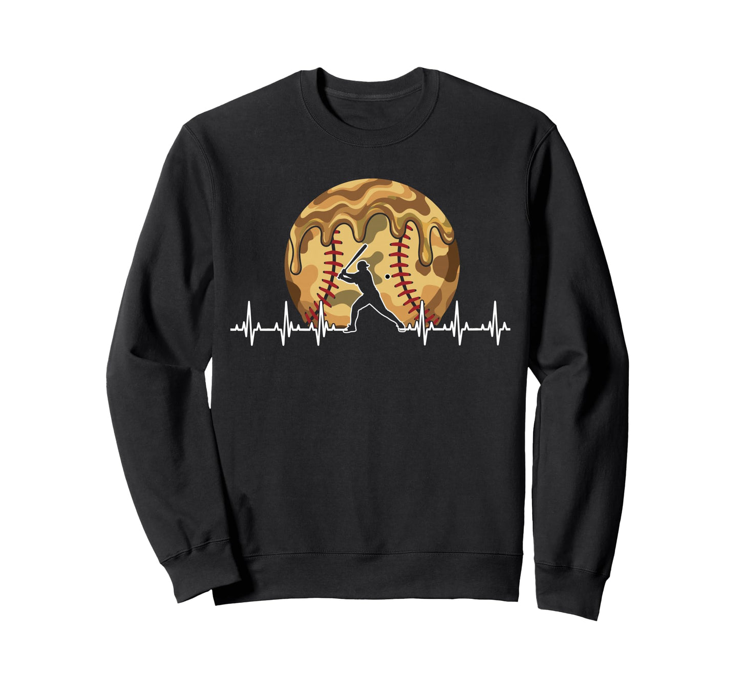 Ice Cream Drip Baseball Heartbeat Sweatshirt - Casual Everyday Wear Unisex - T-Shirt, Sweatshirt, Hoodie
