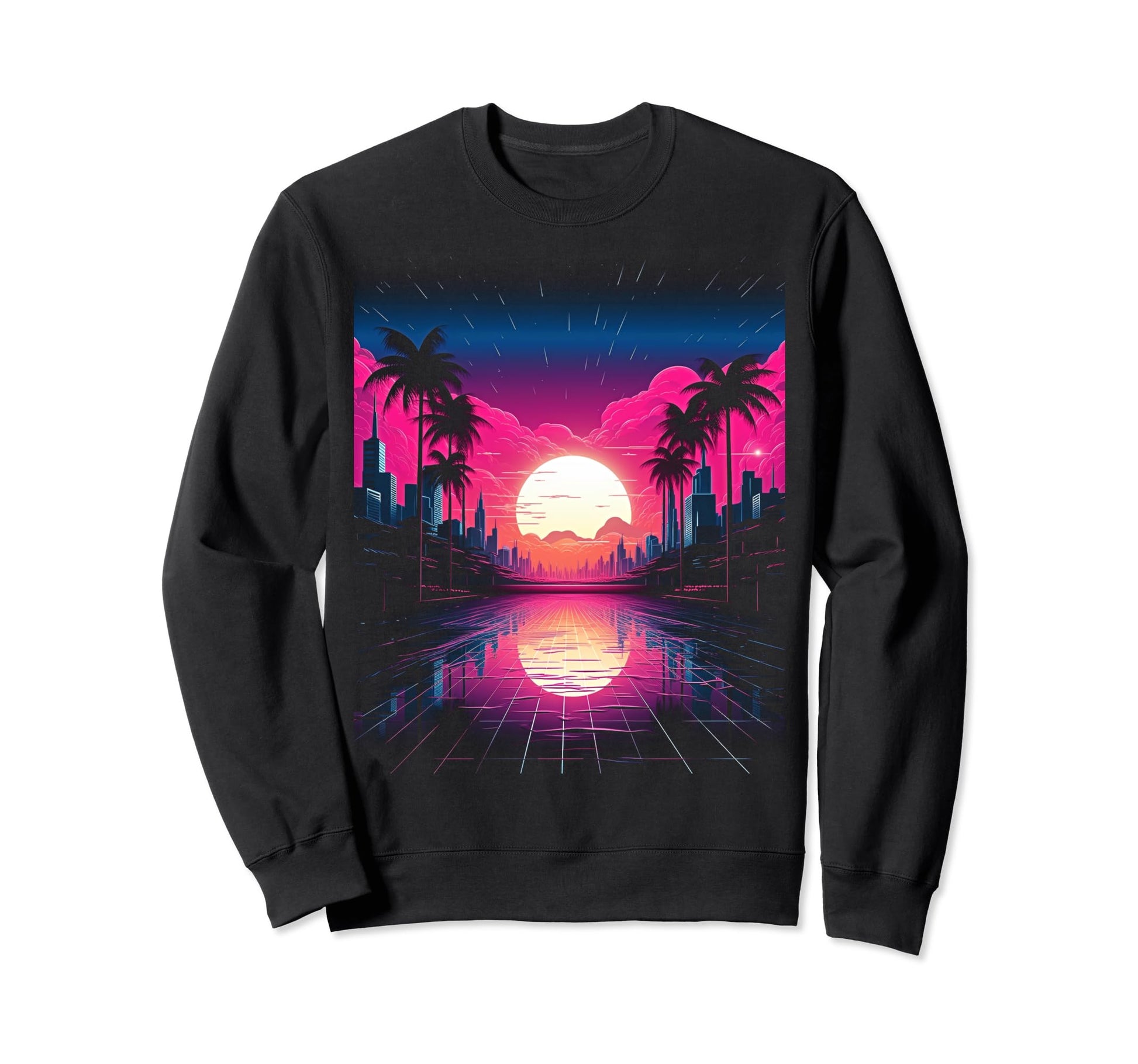 Vaporwave Cityscape 80S Synthwave Sweatshirt - Streetwear Style for Adults - T-Shirt, Sweatshirt, Hoodie