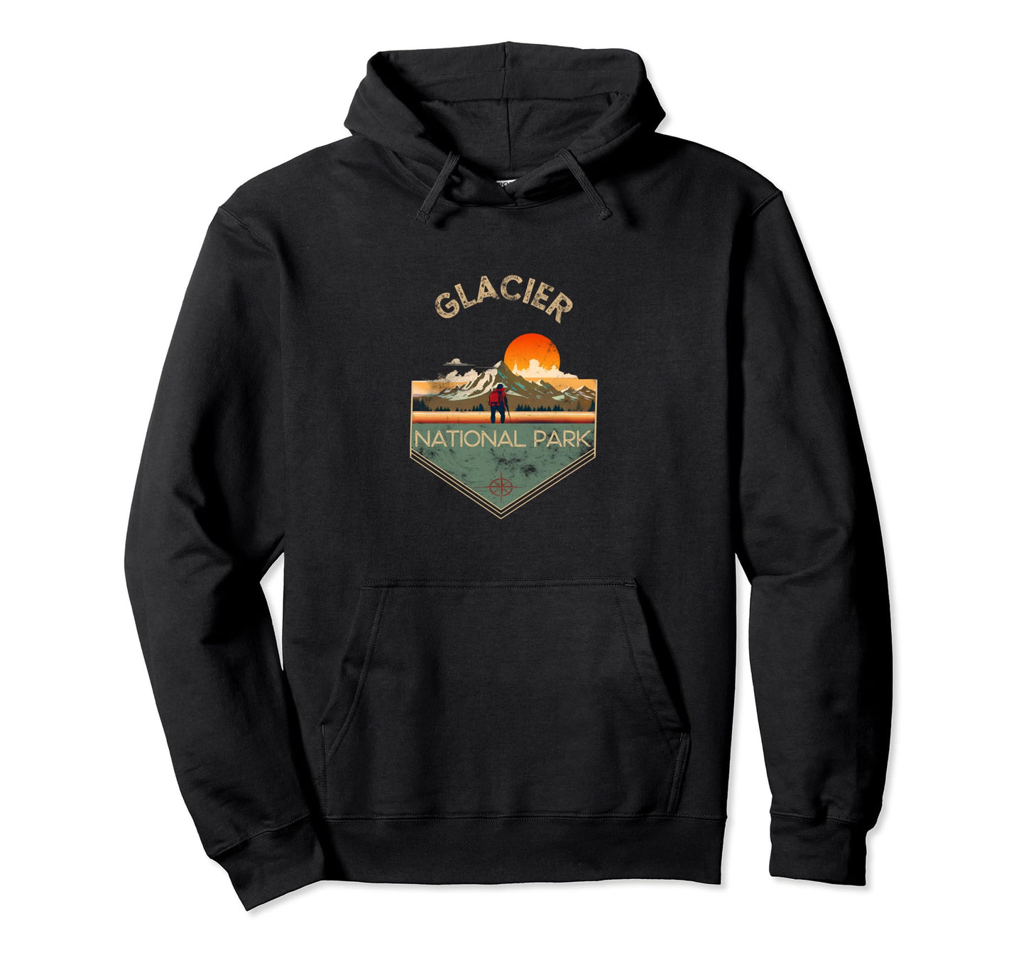 Glacier National Park Hiking Souvenir Hoodie - Custom Art Print Men Women - T-Shirt, Sweatshirt, Hoodie