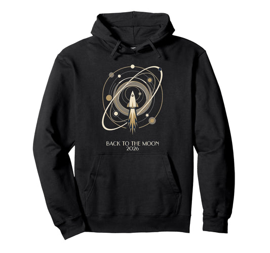 Back To Moon 2026 Funny Astronaut Hoodie - Minimalist Print for Adults - T-Shirt, Sweatshirt, Hoodie