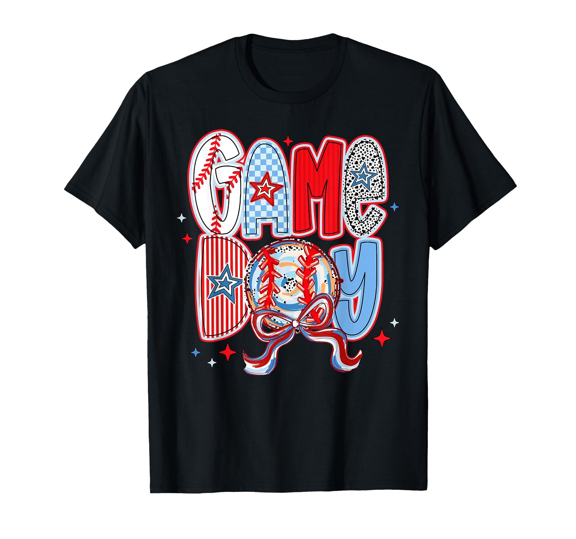 Game Day Coquette Bow Baseball 4Th July T-Shirt - Graphic Print Men Women - T-Shirt, Sweatshirt, Hoodie