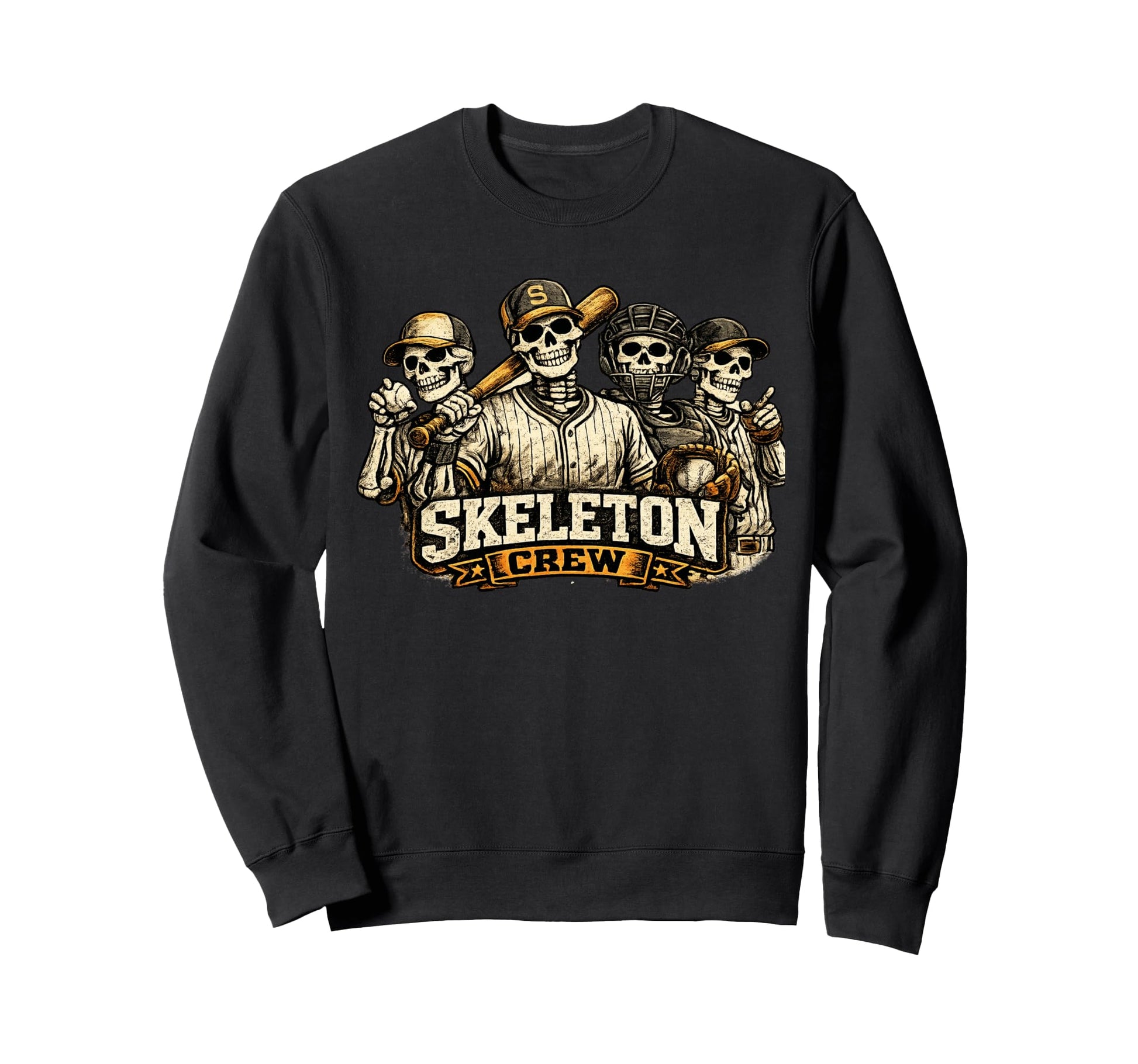 Skeleton Crew Baseball Halloween Sweatshirt - Custom Art Print Unisex - T-Shirt, Sweatshirt, Hoodie
