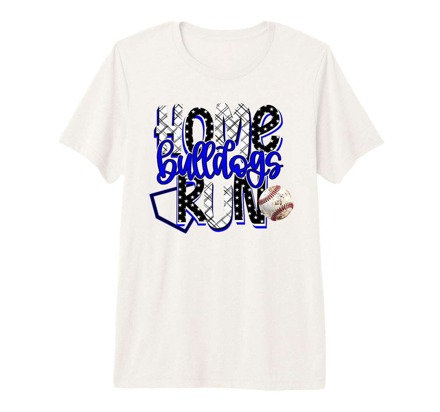 Home Run Bulldogs Baseball Game Day Blue T-Shirt - Graphic Print Unisex - T-Shirt, Sweatshirt, Hoodie