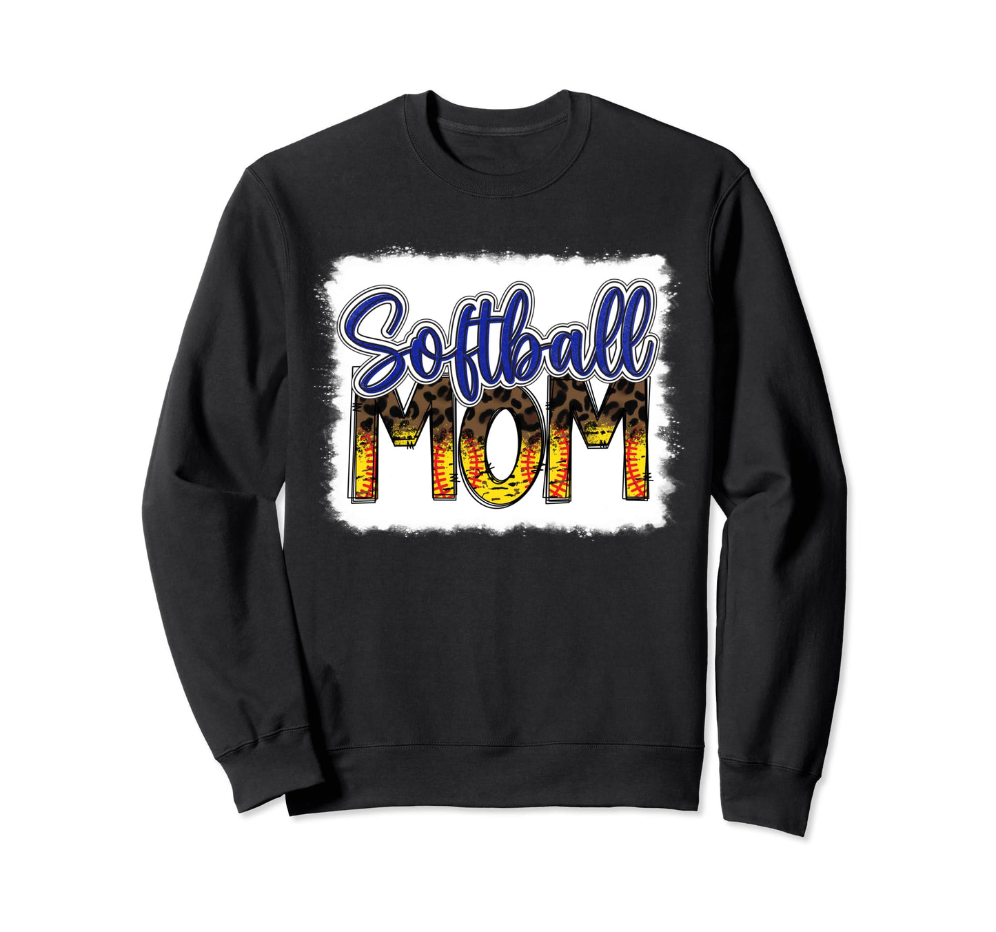 Bleached Softball Mom Leopard Funny Sweatshirt - Streetwear Style Unisex - T-Shirt, Sweatshirt, Hoodie