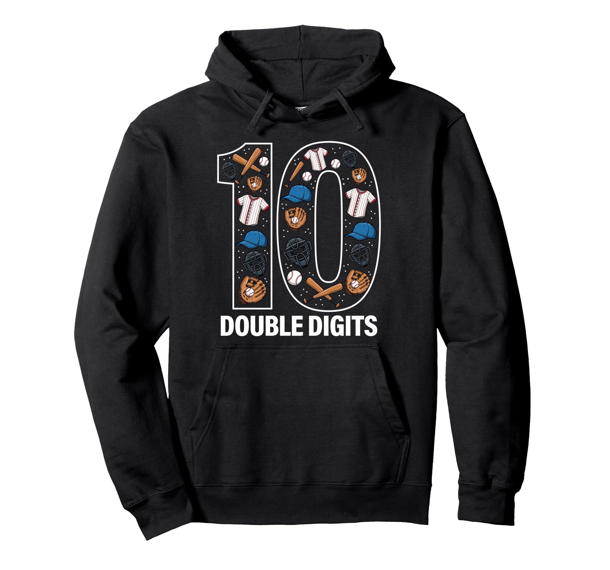 10 Baseball Birthday Double Digits Hoodie - Trendy Graphic Unisex - T-Shirt, Sweatshirt, Hoodie