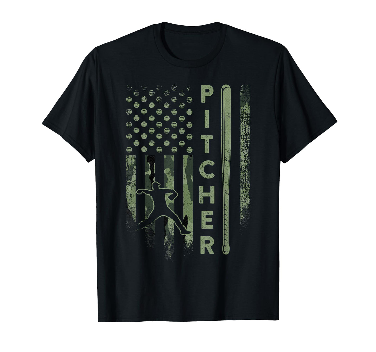 Usa Camouflage Baseball Pitcher T-Shirt - Casual Everyday Wear Men Women - T-Shirt, Sweatshirt, Hoodie