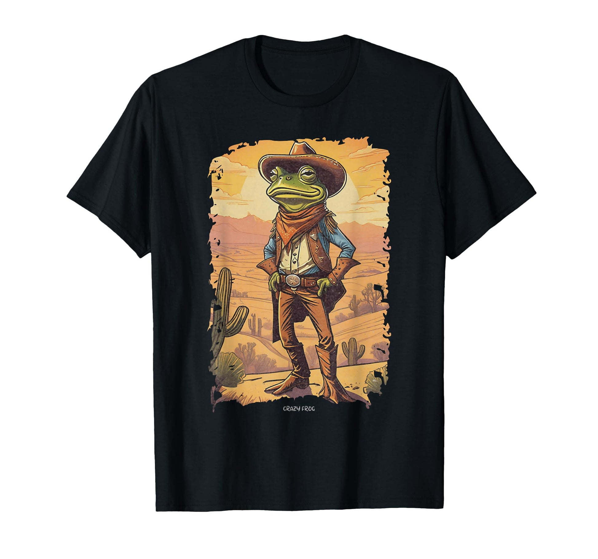 Frog Cowboy Western Ranch Usa Funny Toad T-Shirt - Trendy Graphic Unisex - T-Shirt, Sweatshirt, Hoodie