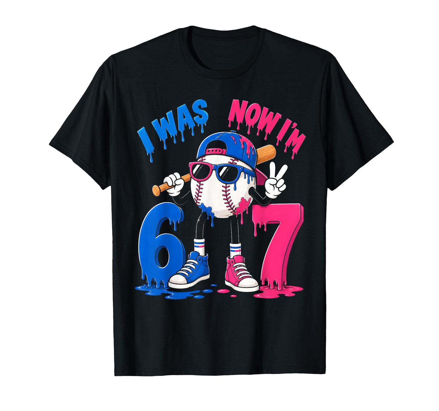 7Th Birthday Baseball Ice Cream Drip 7 T-Shirt - Minimalist Print Unisex - T-Shirt, Sweatshirt, Hoodie
