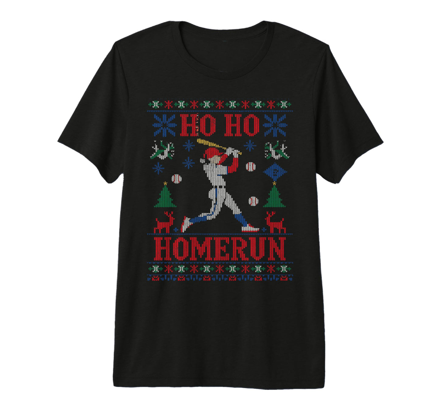 Ho Ho Home Run Funny Baseball Lover Ugly T-Shirt - Minimalist Print Unisex - T-Shirt, Sweatshirt, Hoodie