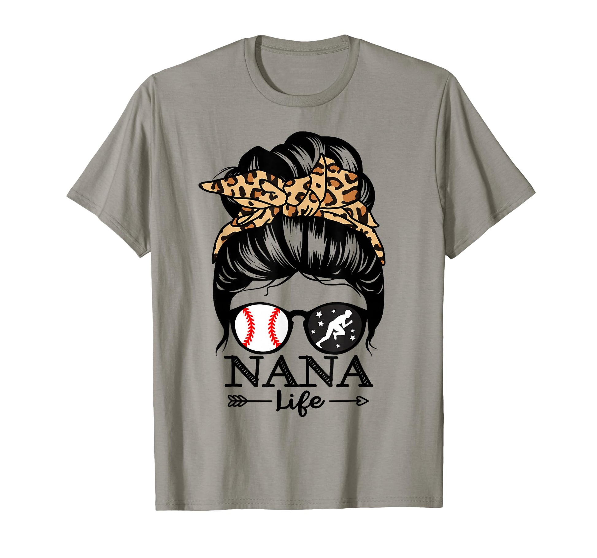 Nana Life Messy Bun Hair Funny Baseball T-Shirt - Trendy Graphic Unisex - T-Shirt, Sweatshirt, Hoodie