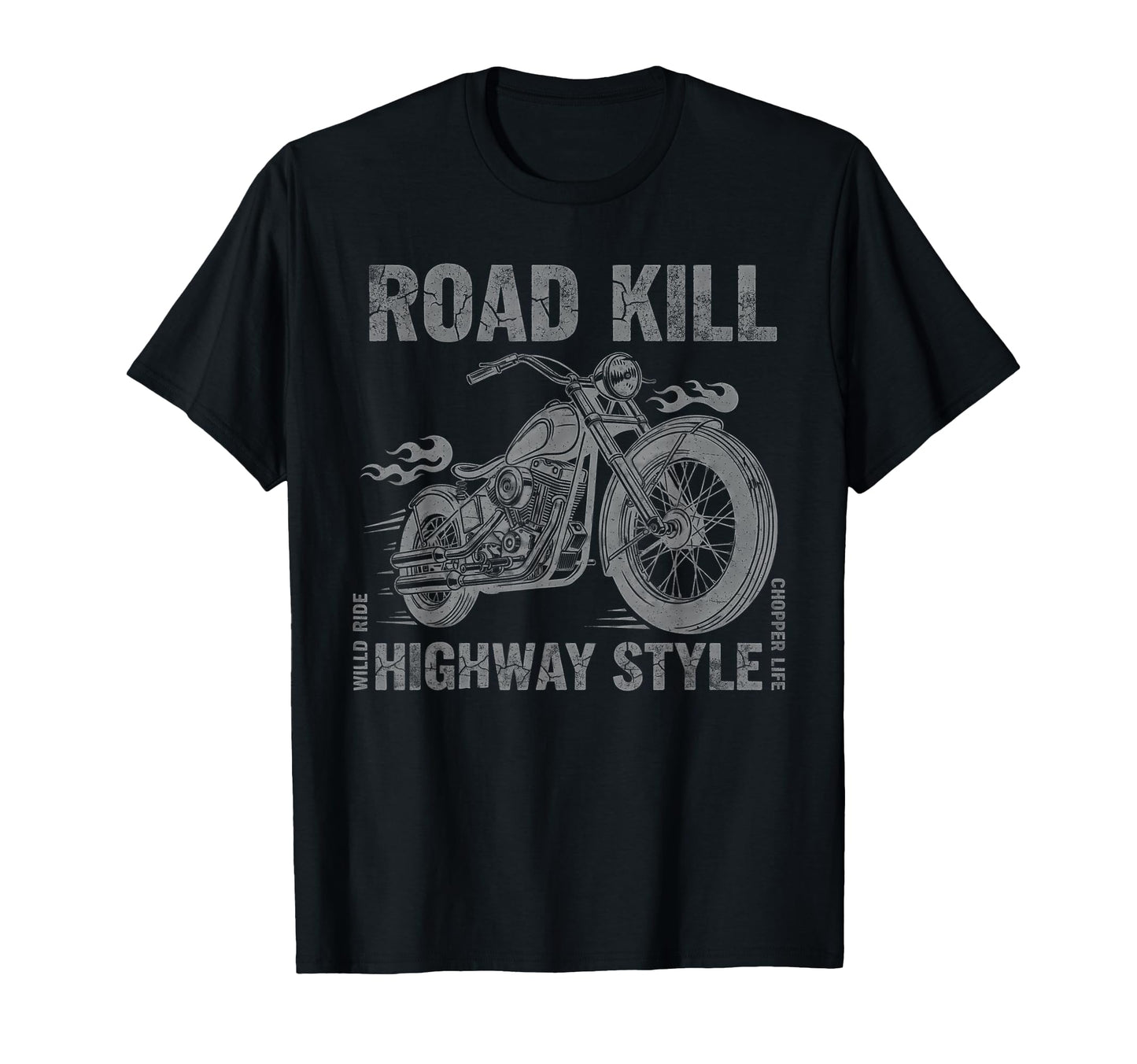 Chopper Motorcycle Road Kill Highway T-Shirt - Unique Graphic for Adults - T-Shirt, Sweatshirt, Hoodie