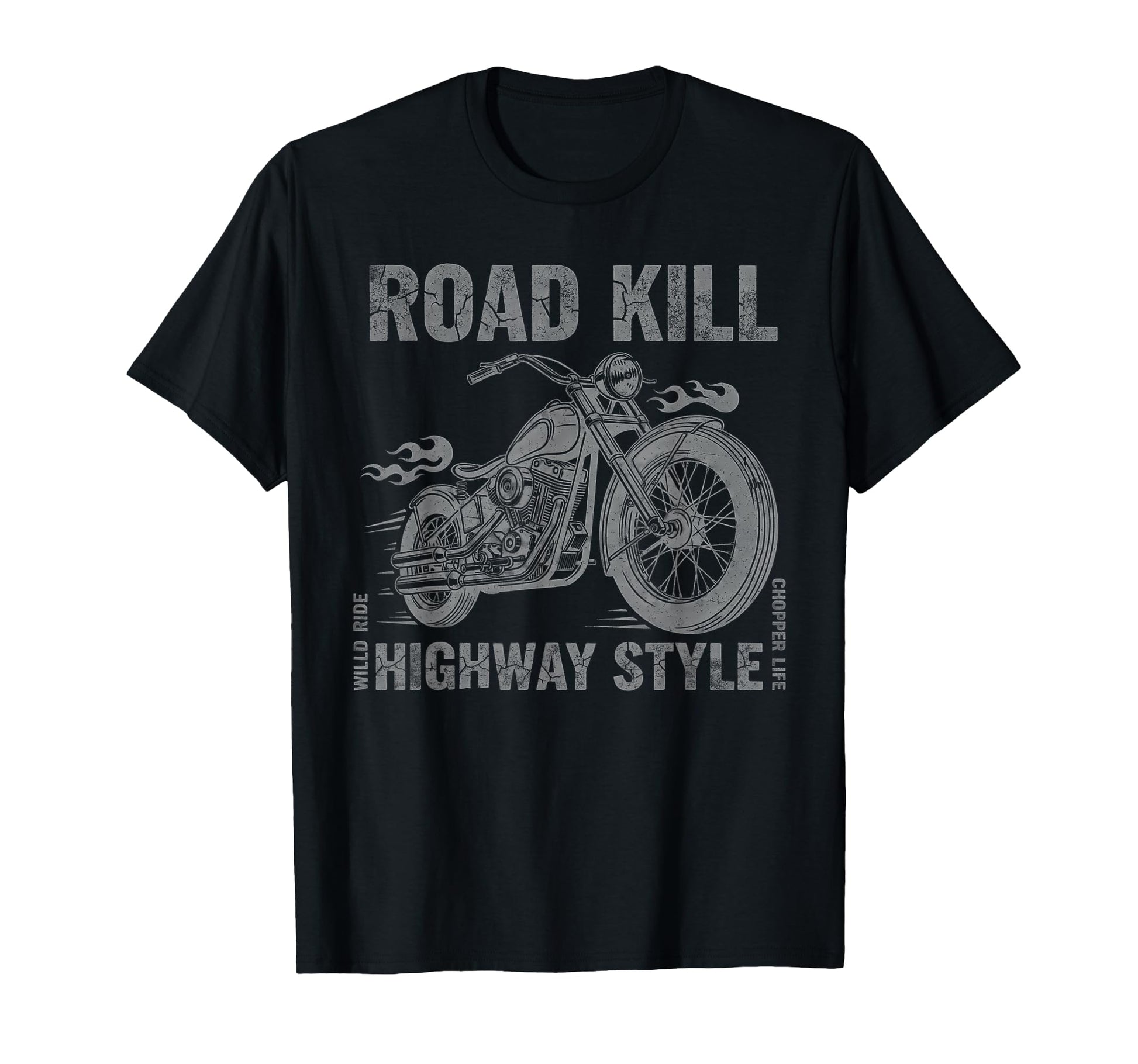 Chopper Motorcycle Road Kill Highway T-Shirt - Unique Graphic for Adults - T-Shirt, Sweatshirt, Hoodie