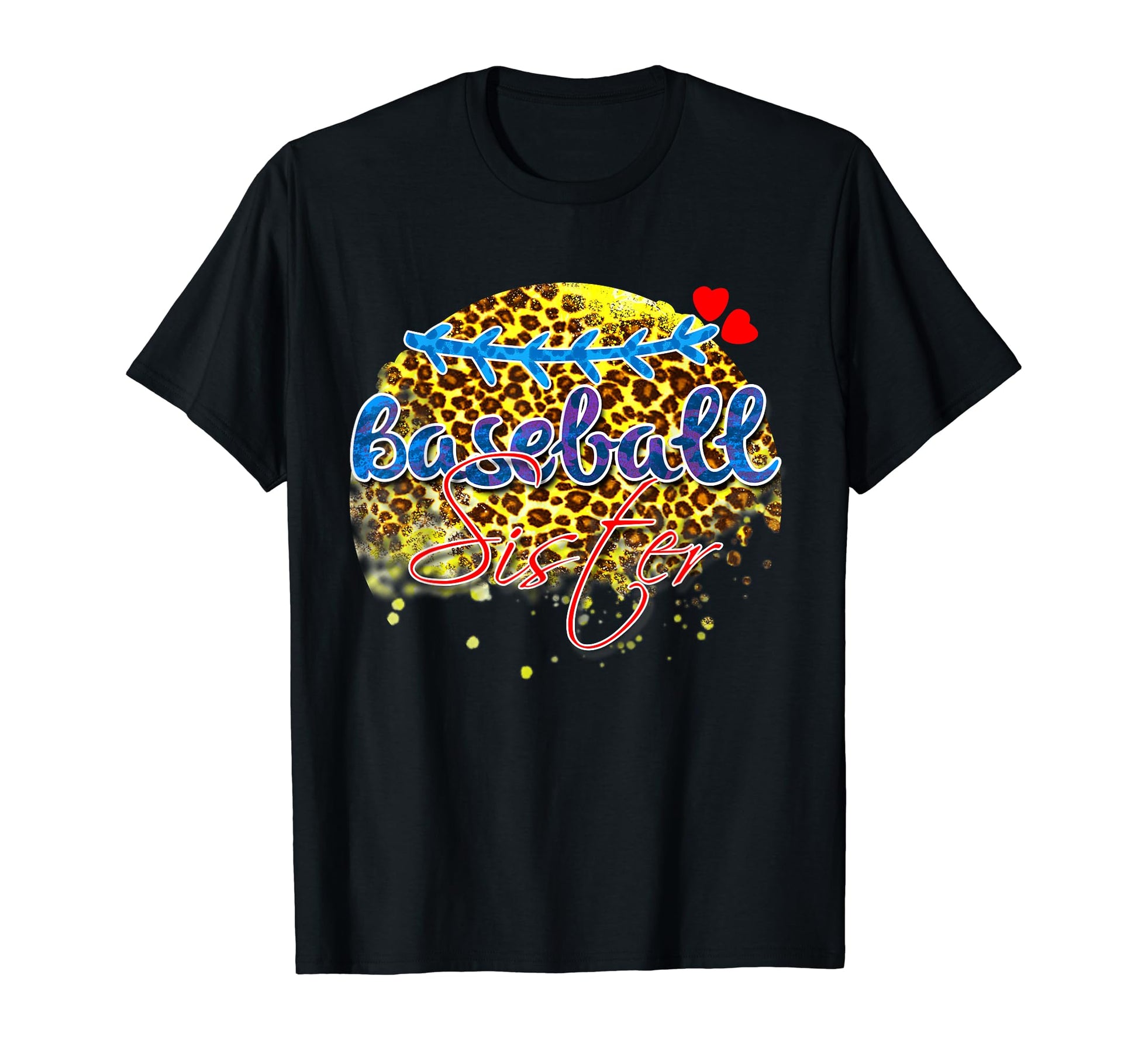 Baseball Sister Leopard Heart T-Shirt - Casual Everyday Wear for Adults - T-Shirt, Sweatshirt, Hoodie