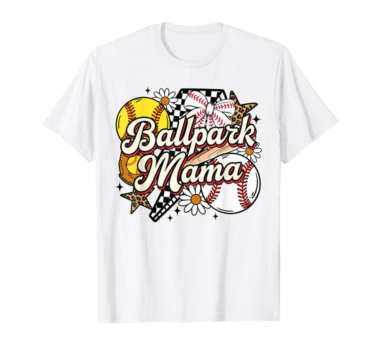 Ballpark Mama Funny Leopard Baseball Mom T-Shirt - Novelty Apparel Unisex - T-Shirt, Sweatshirt, Hoodie