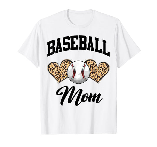 Baseball Leopard Heart Baseball Mom T-Shirt - Streetwear Style for Adults - T-Shirt, Sweatshirt, Hoodie