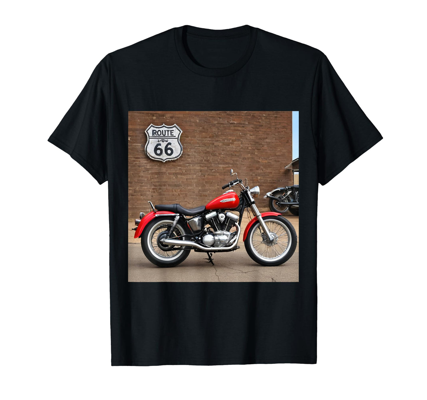 Route 66 Chopper Motorcycle T-Shirt - Unique Graphic Men Women - T-Shirt, Sweatshirt, Hoodie