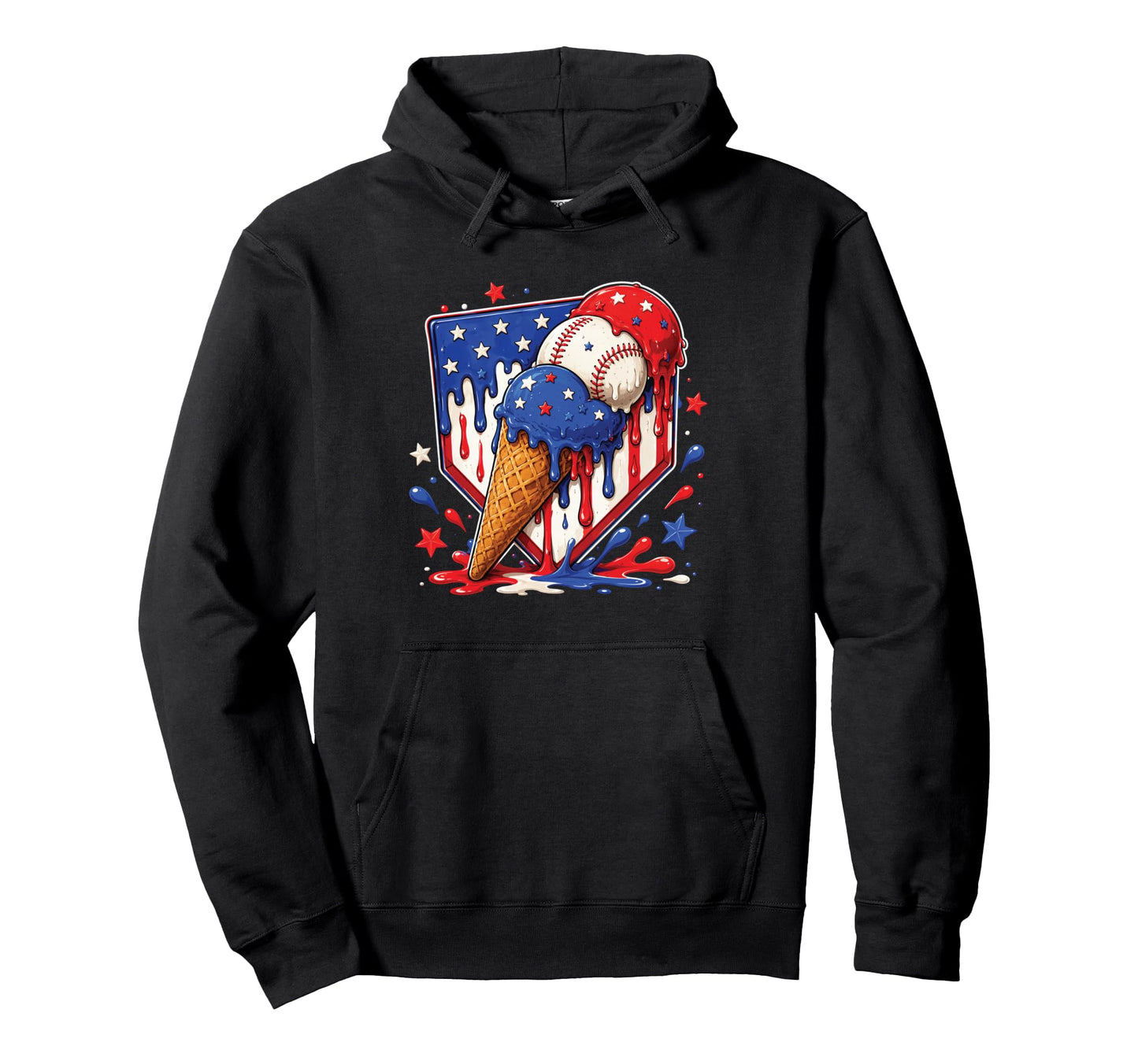 Baseball Drip Ice Cream 4Th July Hoodie - Streetwear Style for Adults - T-Shirt, Sweatshirt, Hoodie