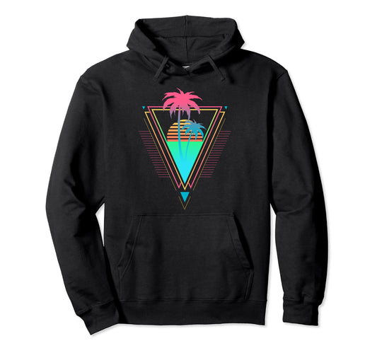 1980S 1990S Synthwave Palm Trees Sunset Hoodie - Streetwear Style Unisex - T-Shirt, Sweatshirt, Hoodie