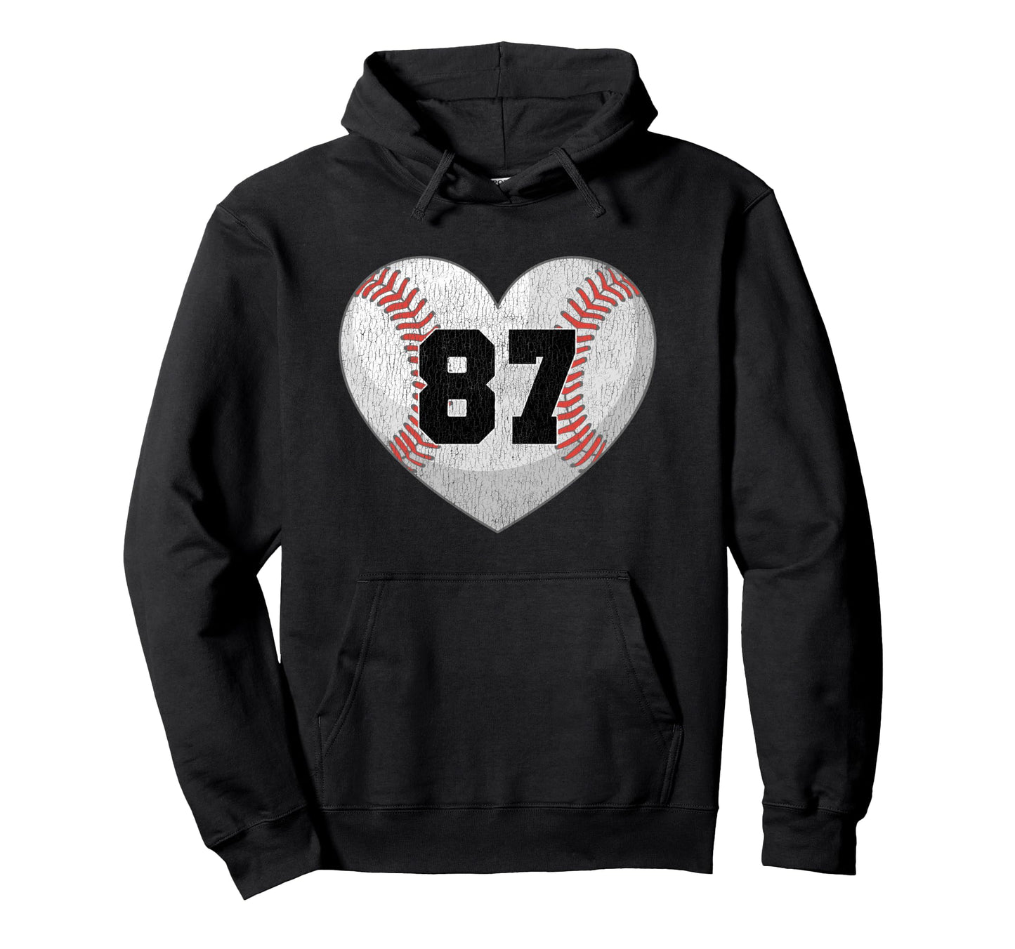 Baseball Number 87 Distressed Hoodie - Casual Everyday Wear for Adults - T-Shirt, Sweatshirt, Hoodie
