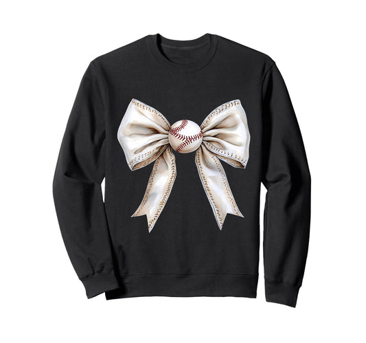 Baseball Coquette Bow Baseball Player Sweatshirt - Graphic Print for Adults - T-Shirt, Sweatshirt, Hoodie