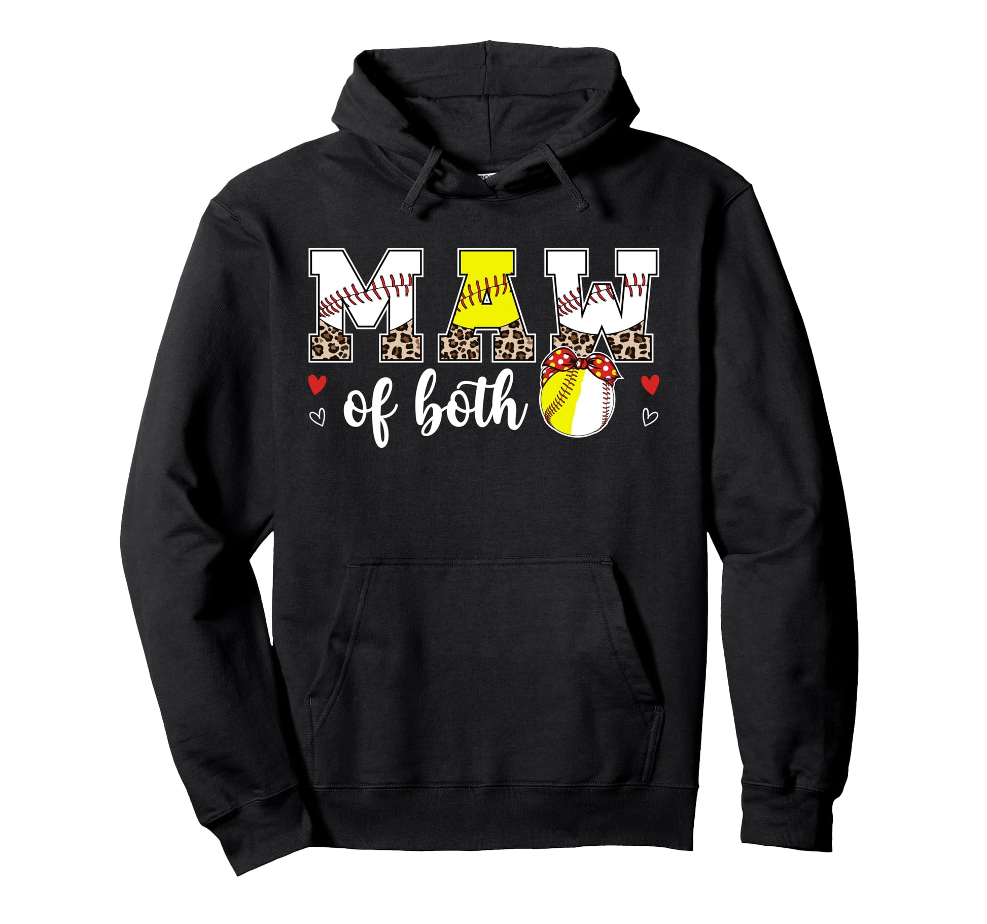 Maw Both Leopard Softball Baseball Maw Hoodie - Minimalist Print Unisex - T-Shirt, Sweatshirt, Hoodie
