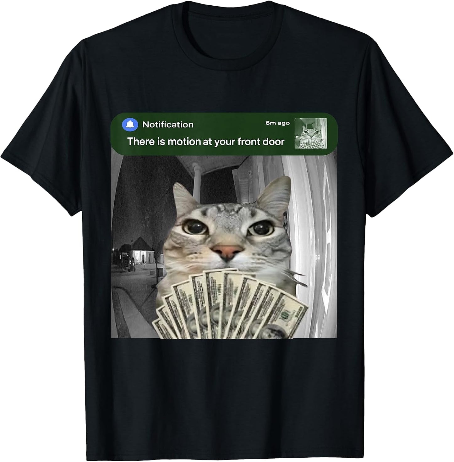 There is Motion at Your Front Door Funny Cat Meme - Adult & Kids T-Shirts, Sweatshirts & Hoodies apparel design preview 1