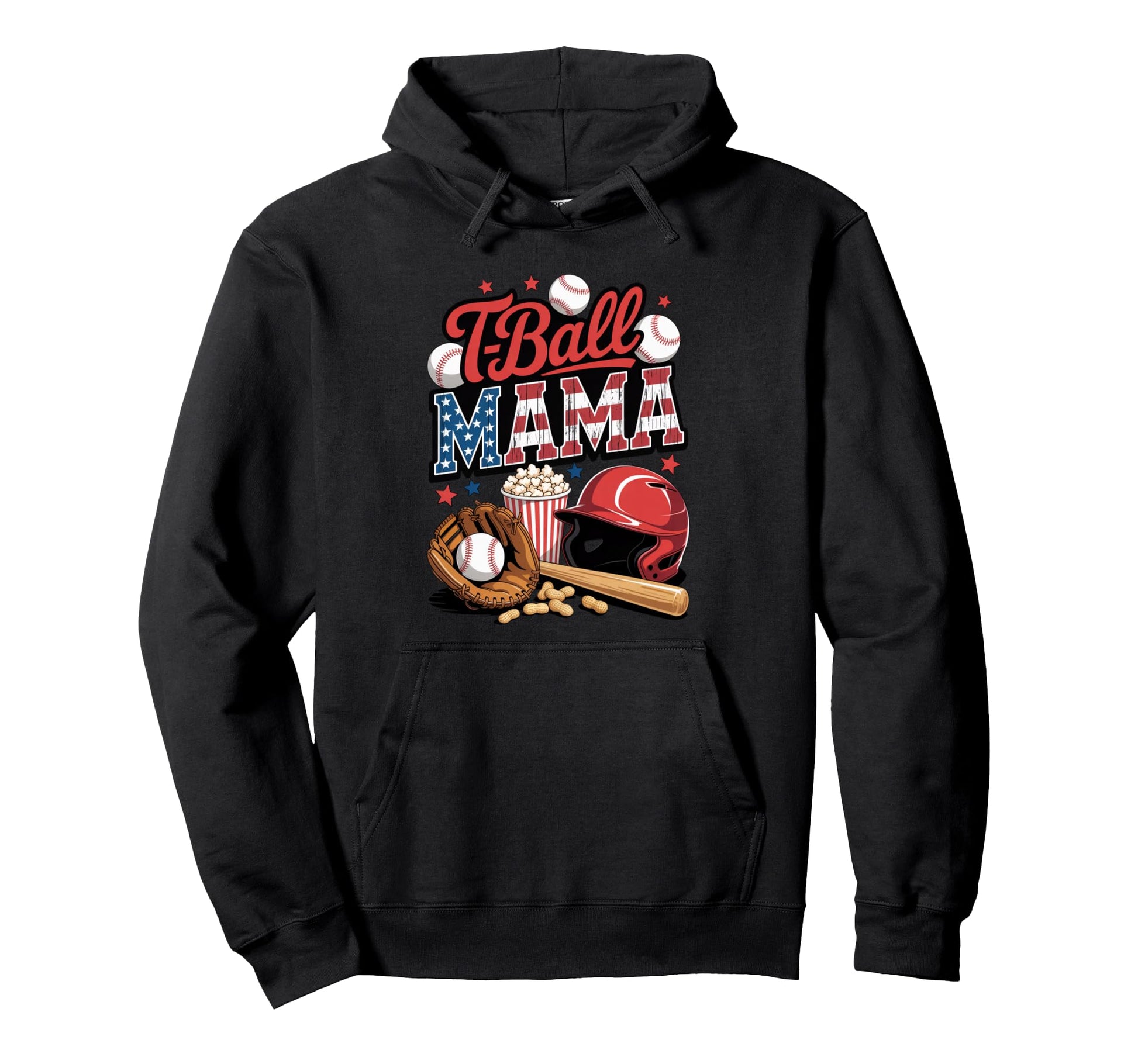 T Ball Mama Patriotic Baseball Mom Funny Hoodie - Trendy Graphic Men Women - T-Shirt, Sweatshirt, Hoodie