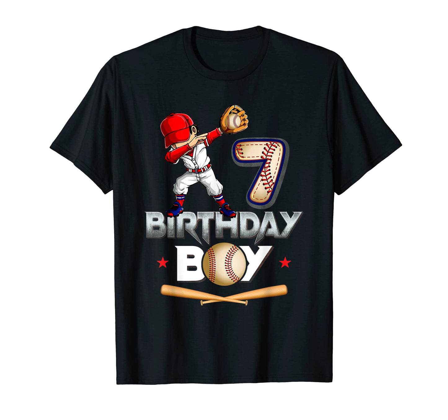 Dabbing 7 Year Old Baseball Player T-Shirt - Fun Novelty Design for Adults - T-Shirt, Sweatshirt, Hoodie