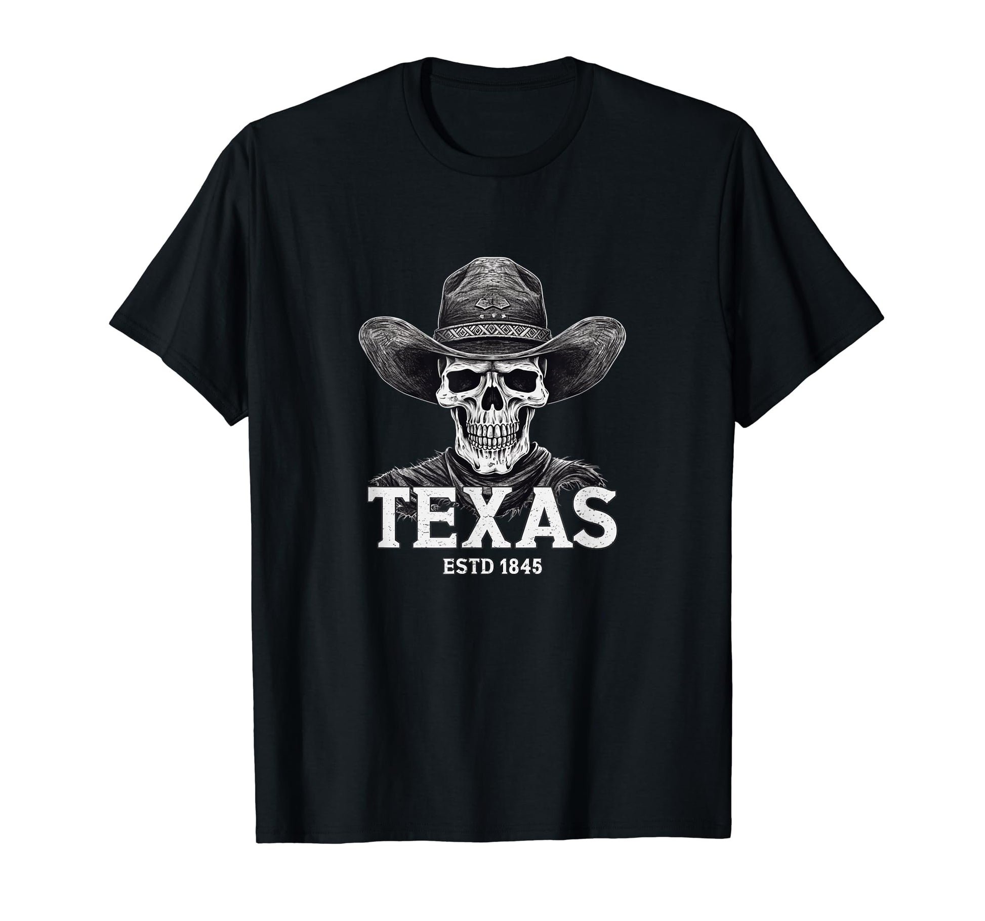 Texas 1845 Skull Cowboy Western Ranch T-Shirt - Unique Graphic Men Women - T-Shirt, Sweatshirt, Hoodie