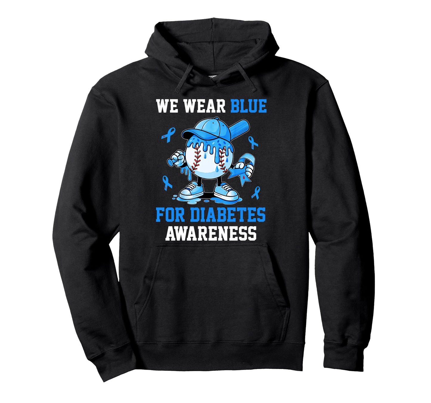 We Wear Blue Diabetes Awareness Diabetic Hoodie - Unique Graphic Men Women - T-Shirt, Sweatshirt, Hoodie