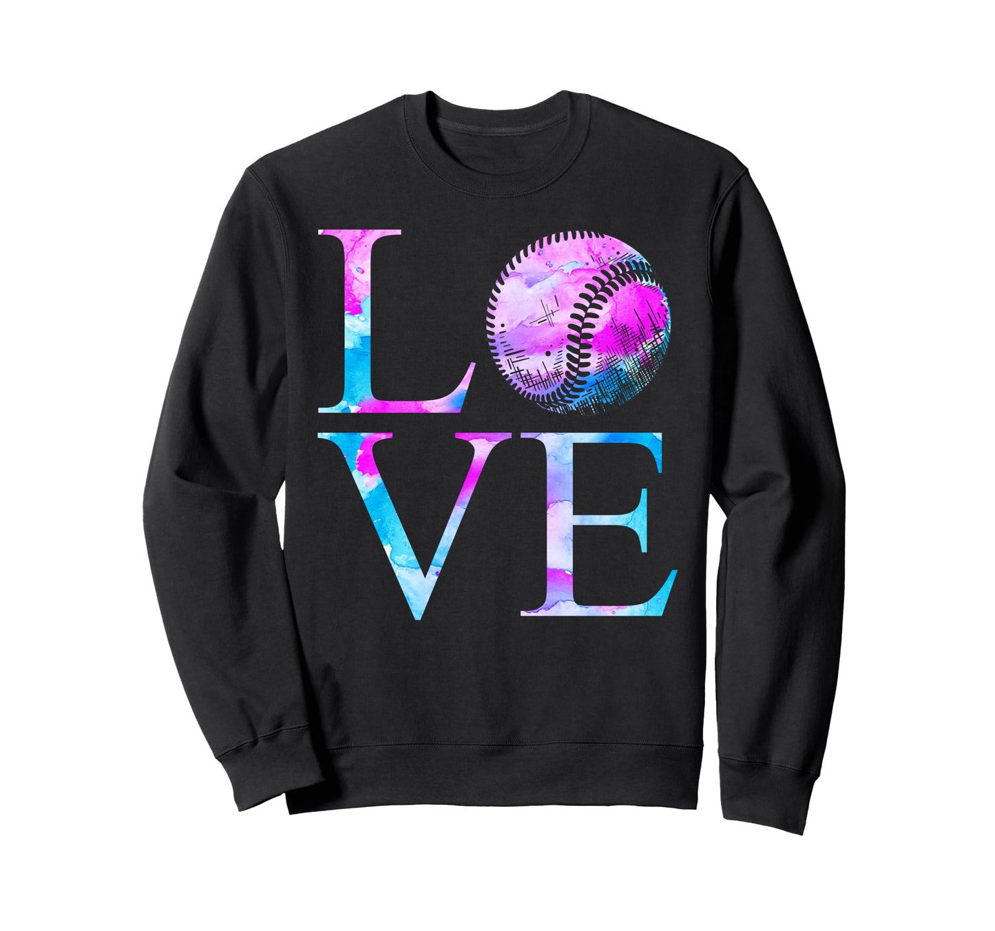 Baseball Fan Watercolor Love Sweatshirt - Graphic Print Men Women - T-Shirt, Sweatshirt, Hoodie