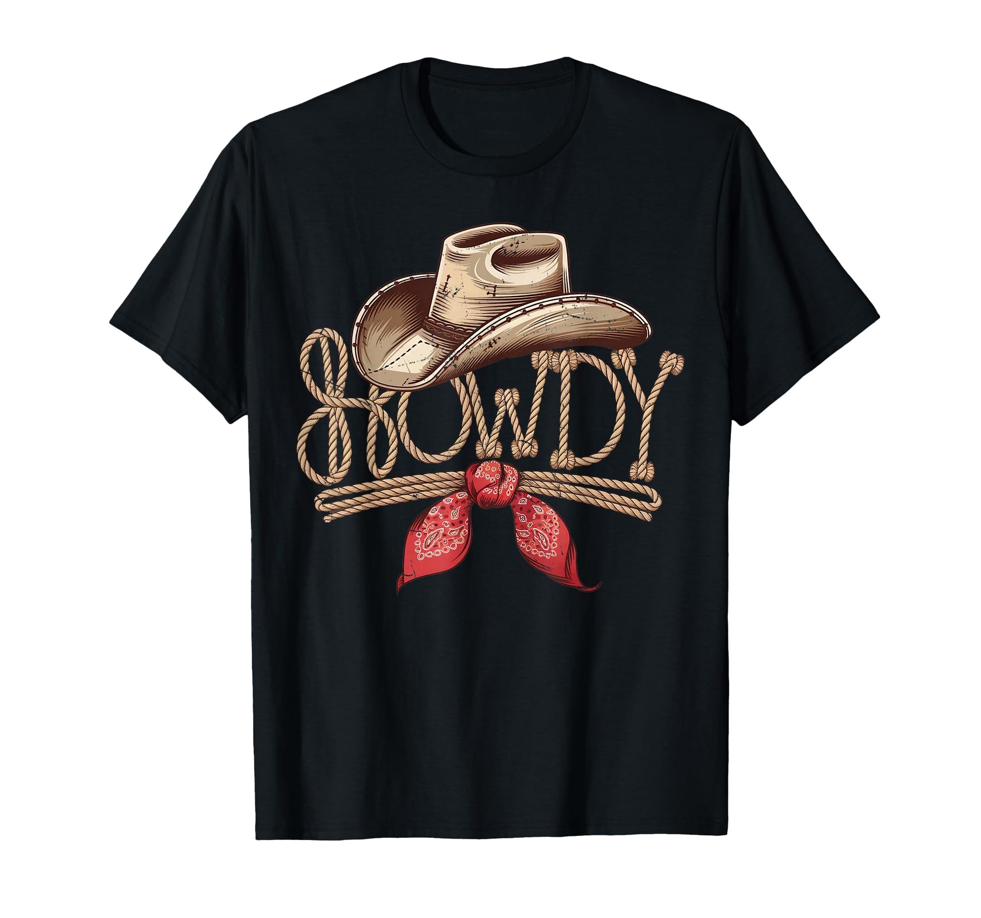 Howdy Western Cowboy Hat Rope T-Shirt - Fun Novelty Design Men Women - T-Shirt, Sweatshirt, Hoodie