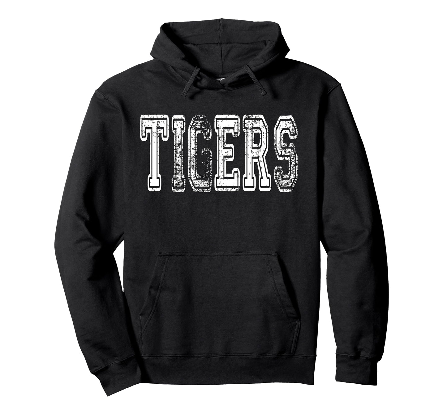 Tigers Mascot Distressed School Sports Hoodie - Fun Novelty Design Unisex - T-Shirt, Sweatshirt, Hoodie