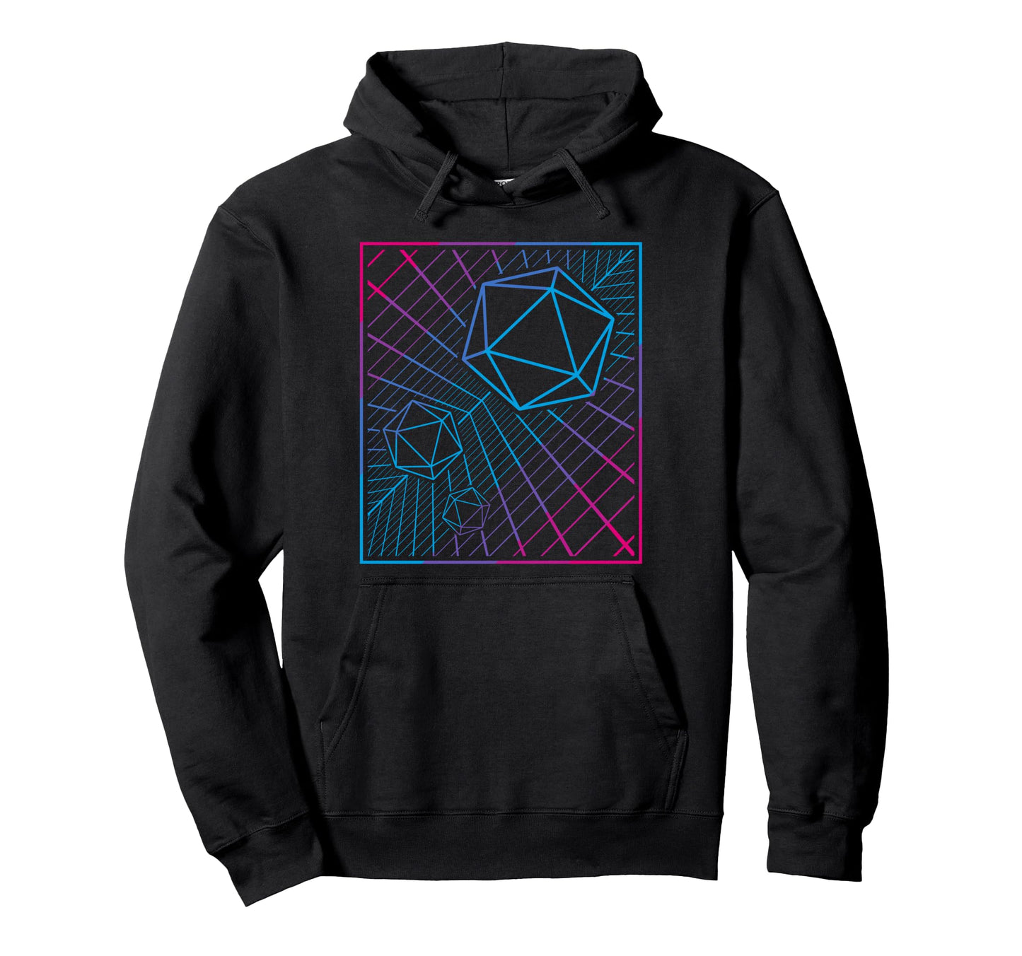 D20 Dice Synthwave 80S Ttrpg Synthesizer Hoodie - Graphic Print Unisex - T-Shirt, Sweatshirt, Hoodie