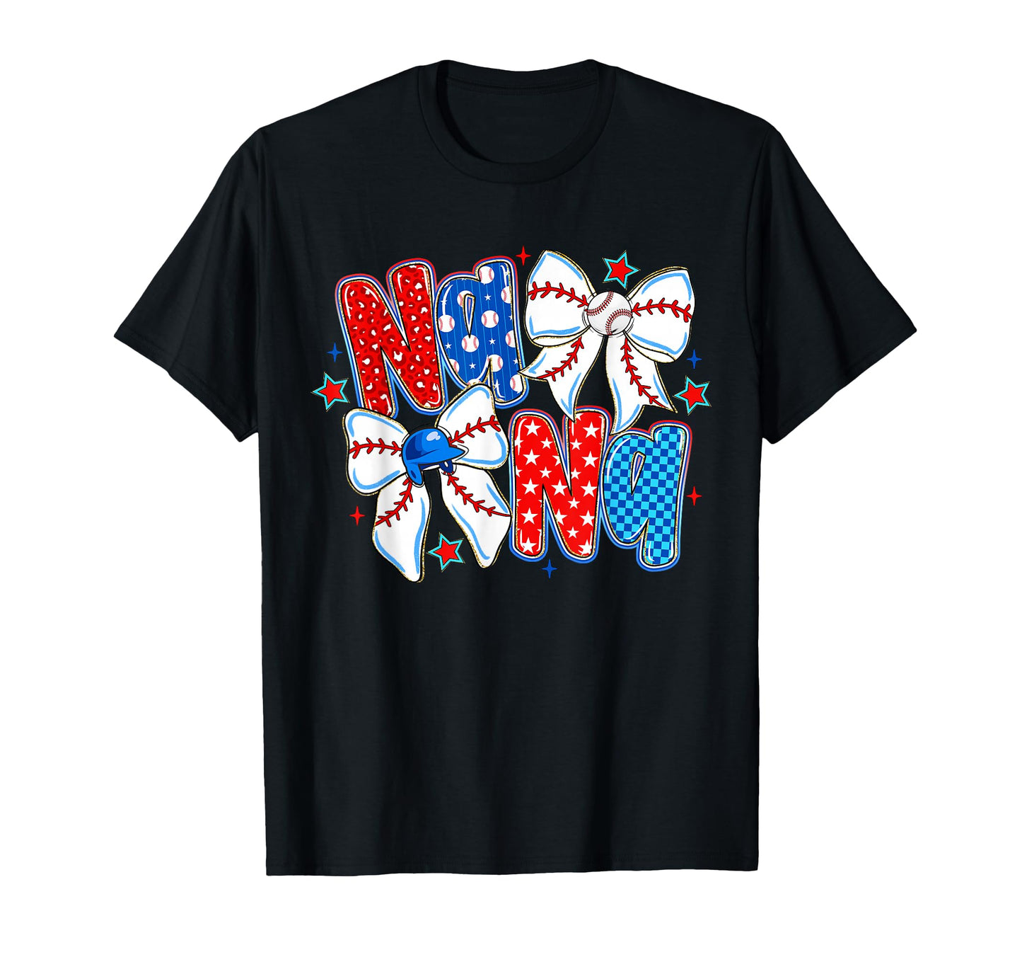 Nana Bow Baseball Leopard Checkered T-Shirt - Minimalist Print Men Women - T-Shirt, Sweatshirt, Hoodie