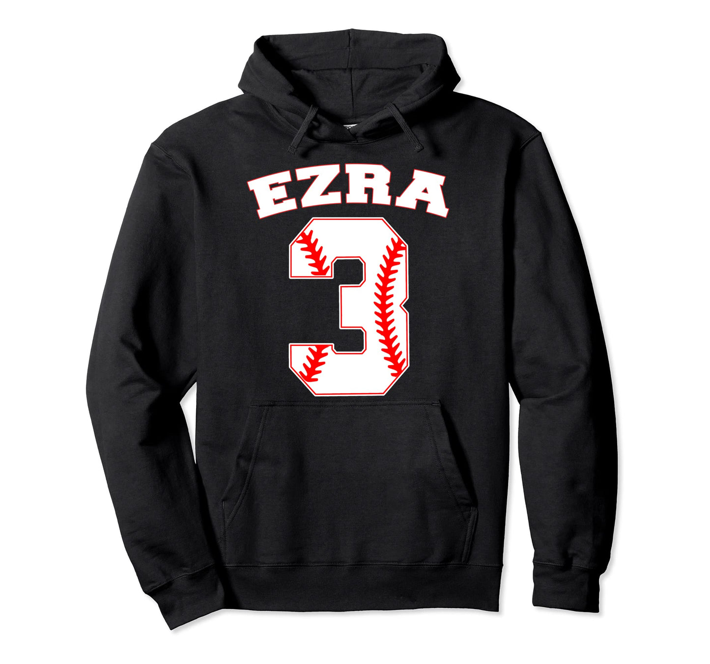 Ezra Baseball Name Three Years 3Rd Birthday Hoodie - Unique Graphic Unisex - T-Shirt, Sweatshirt, Hoodie