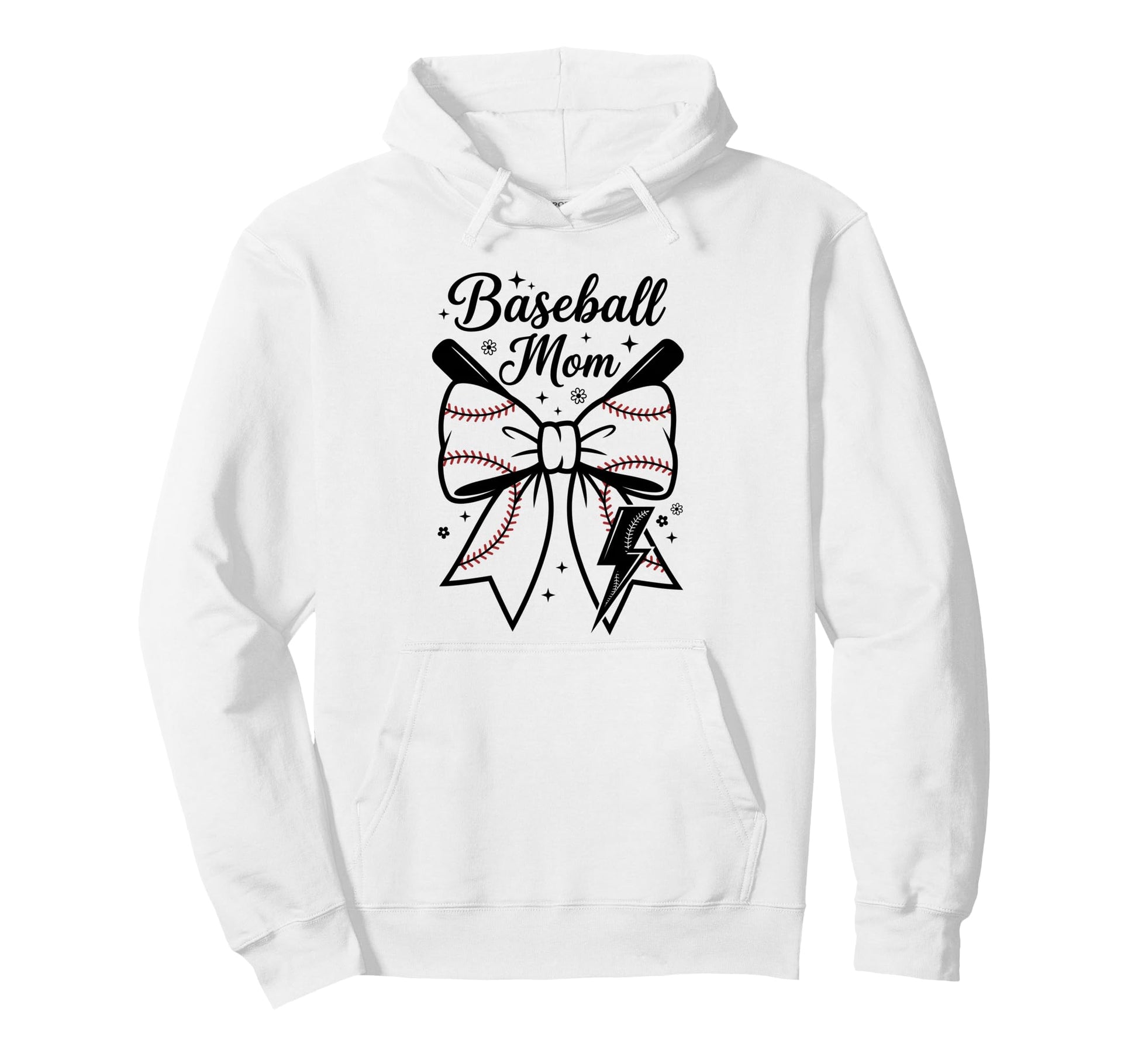 Proud Baseball Mother Bow Bats Athletic Hoodie - Graphic Print for Adults - T-Shirt, Sweatshirt, Hoodie