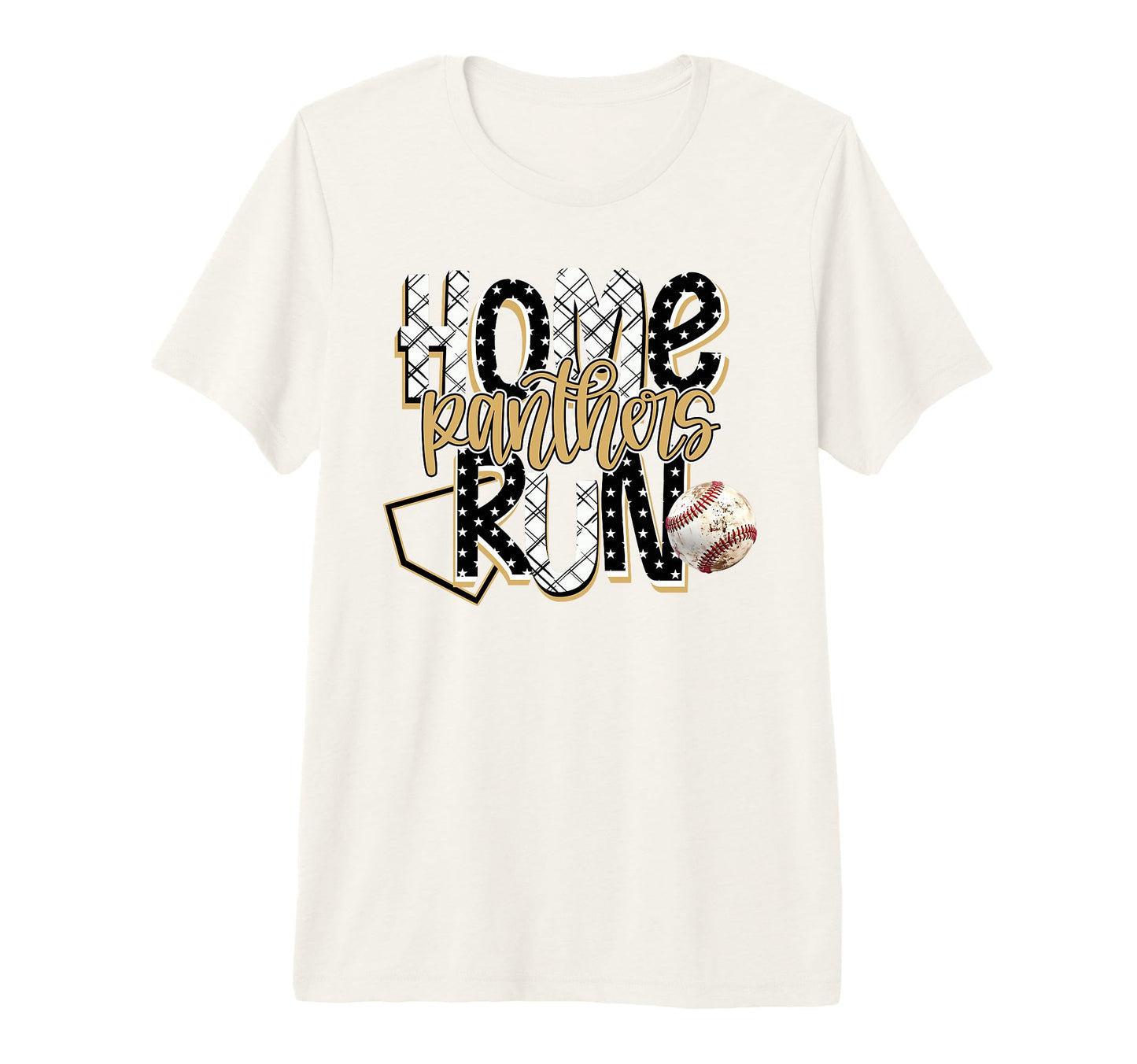 Home Run Panthers Baseball Gold T-Shirt - Novelty Apparel for Adults - T-Shirt, Sweatshirt, Hoodie