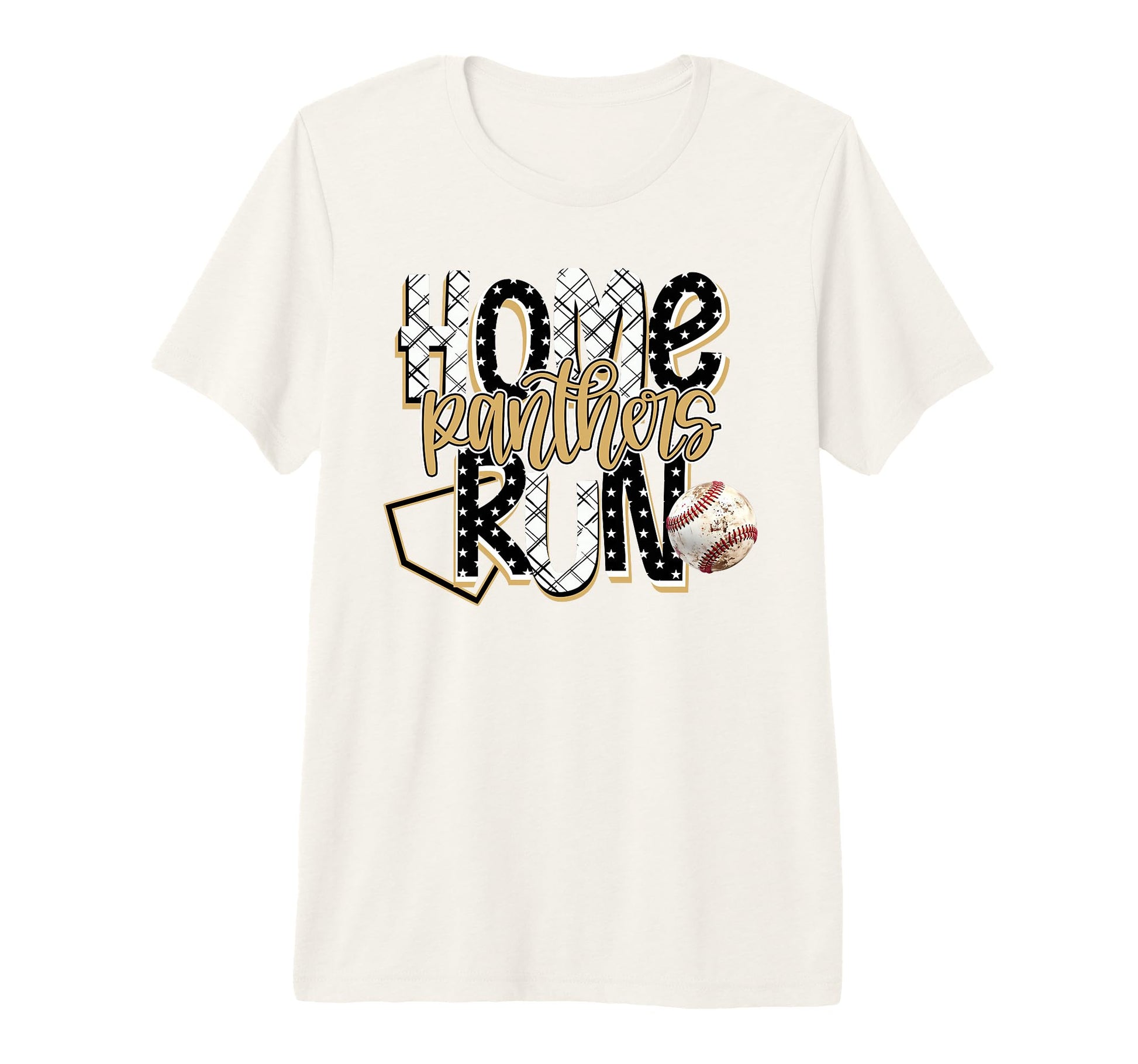 Home Run Panthers Baseball Gold T-Shirt - Novelty Apparel for Adults - T-Shirt, Sweatshirt, Hoodie