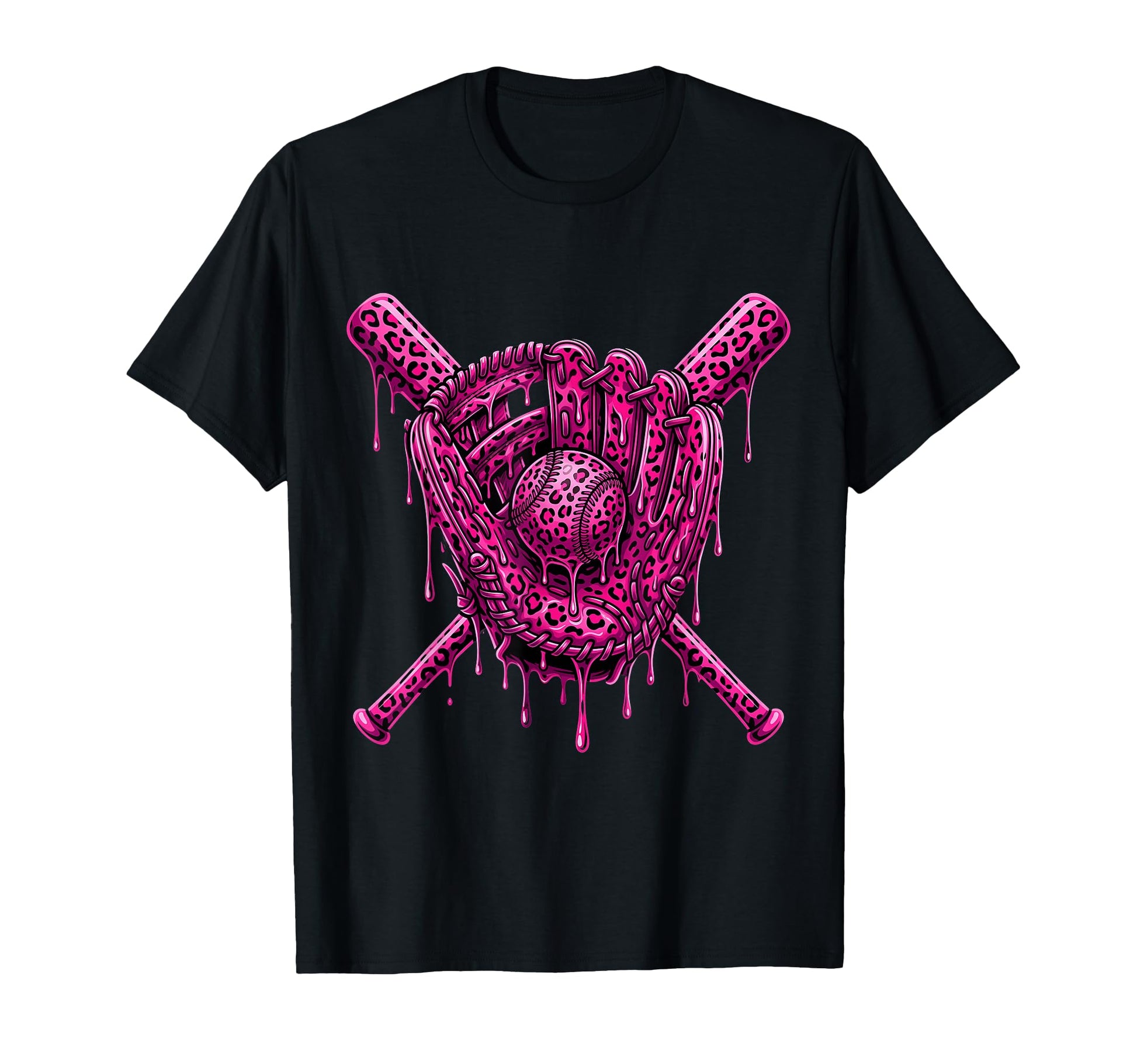 Leopard Baseball Drip Baseball Player T-Shirt - Streetwear Style for Adults - T-Shirt, Sweatshirt, Hoodie