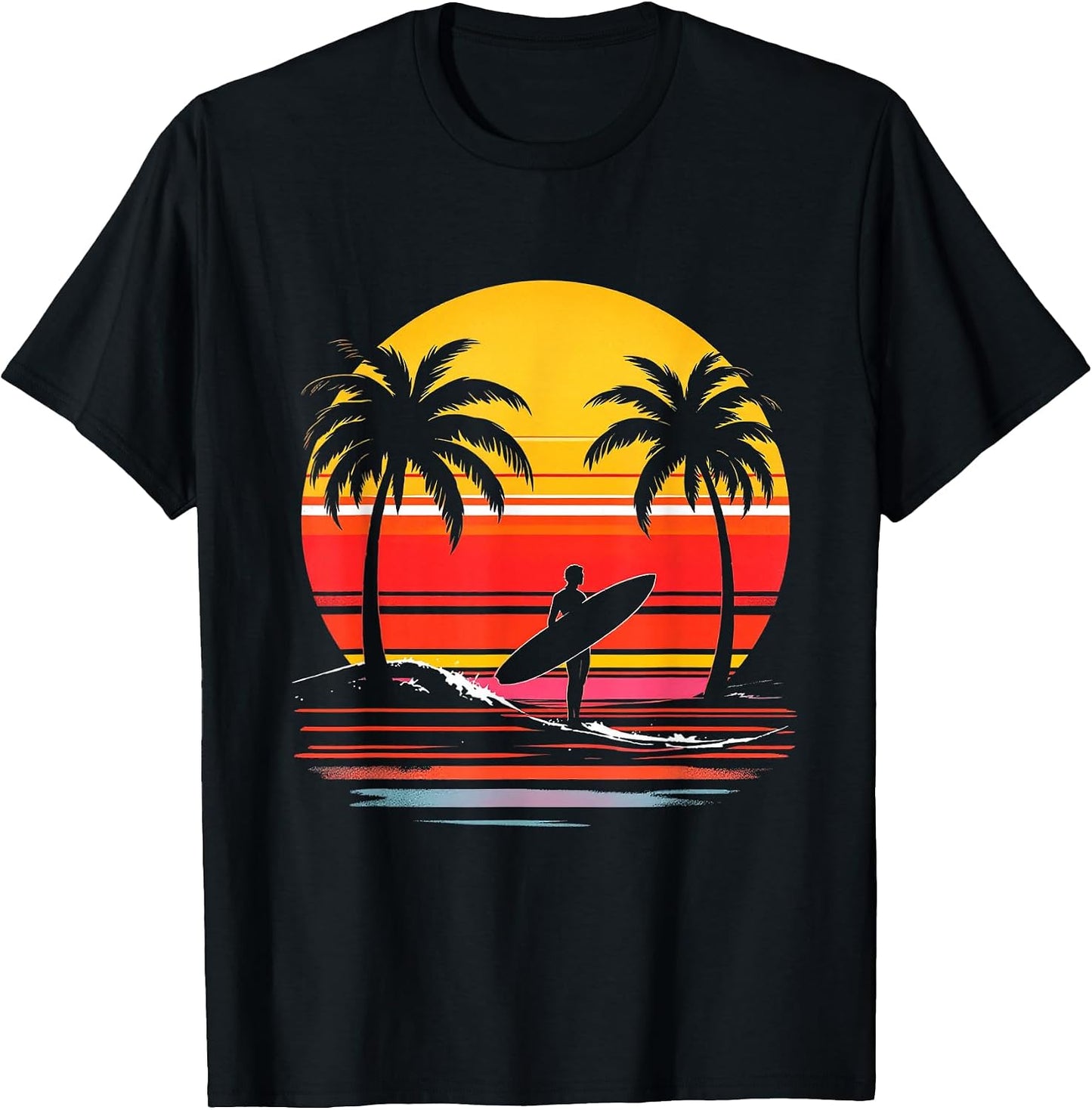 Vintage Sunset Surfing Design - Adult & Kids T-Shirts, Sweatshirts & Hoodies apparel design preview 1