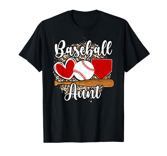 Baseball Aunt Leopard Aunt Baseball T-Shirt - Fun Novelty Design Unisex - T-Shirt, Sweatshirt, Hoodie
