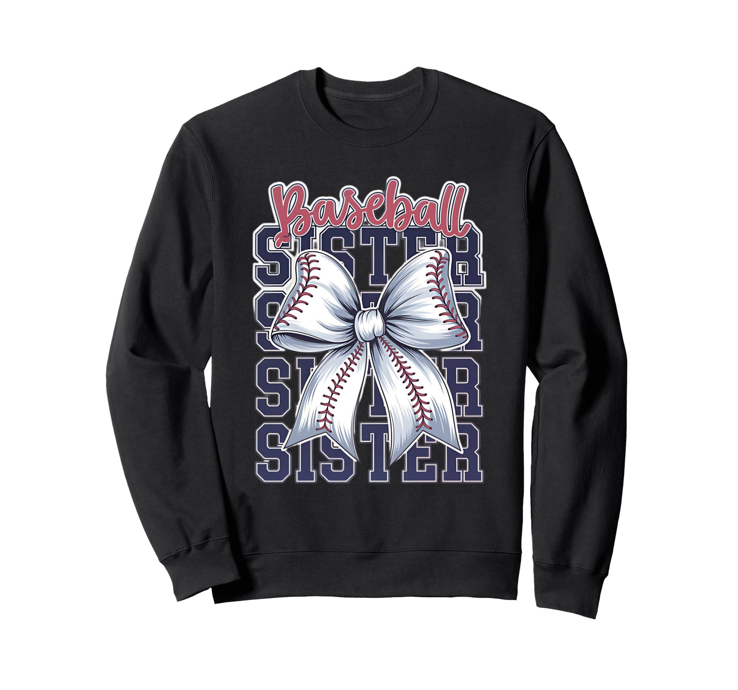 Baseball Sister Coquette Bow Sweatshirt - Minimalist Print Unisex - T-Shirt, Sweatshirt, Hoodie