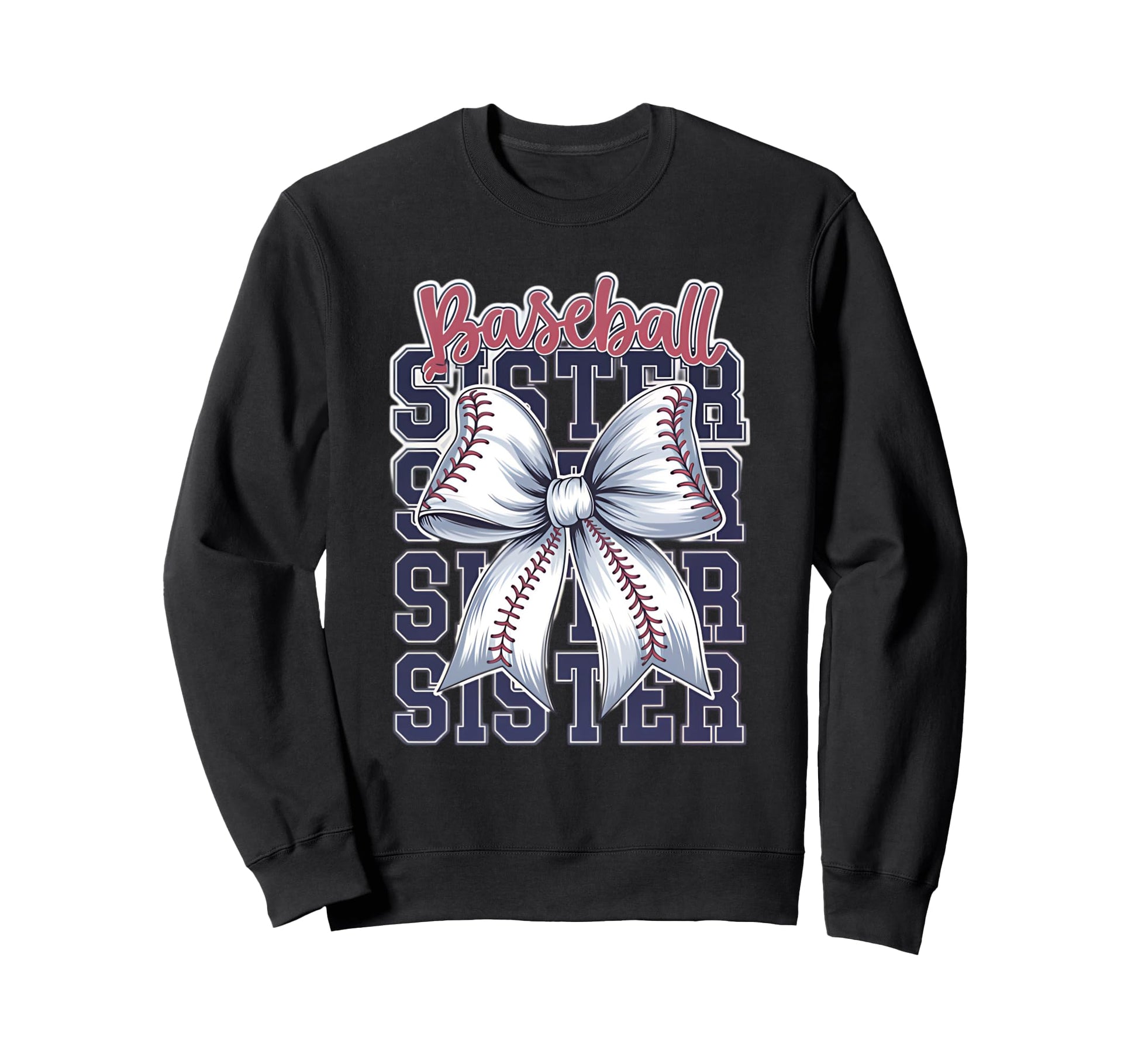 Baseball Sister Coquette Bow Sweatshirt - Minimalist Print Unisex - T-Shirt, Sweatshirt, Hoodie