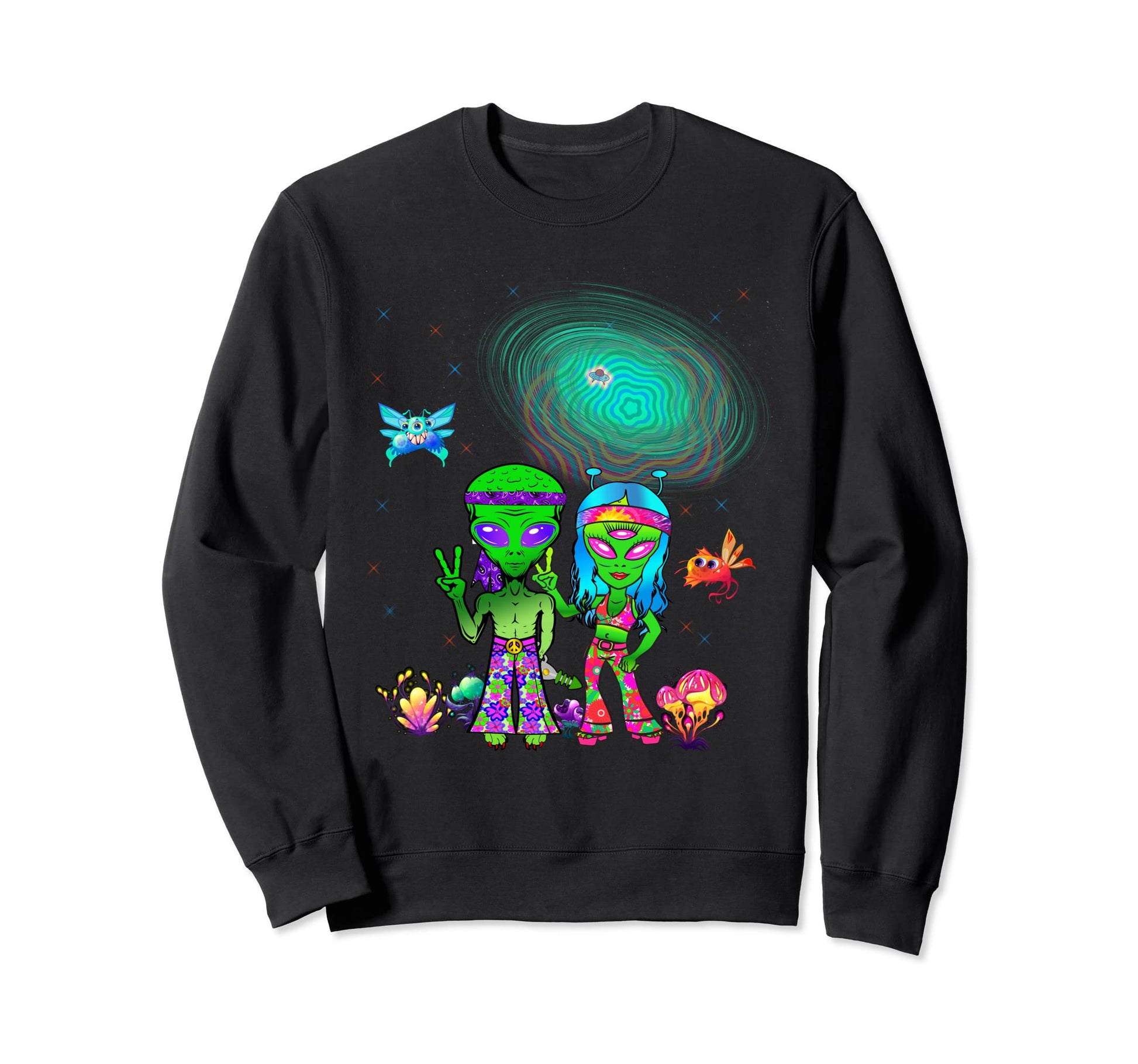 Space Alien Couple Matching 60S 70 Sweatshirt - Unique Graphic for Adults - T-Shirt, Sweatshirt, Hoodie