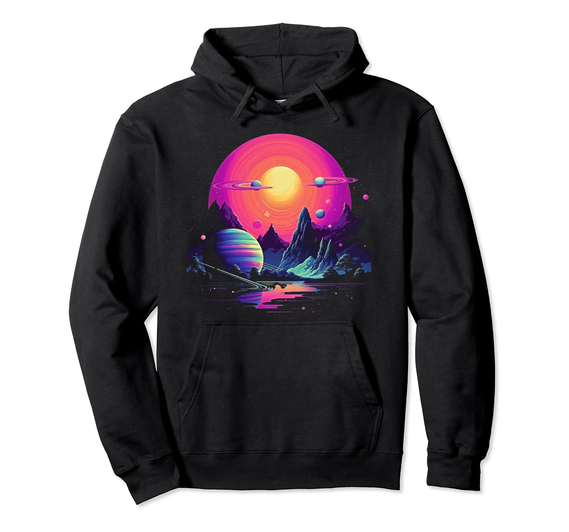 Vaporwave Solar System 80S Synthwave Space 6 Hoodie - Graphic Print Unisex - T-Shirt, Sweatshirt, Hoodie