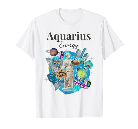Aquarius Energy Zodiac Birthday Y2K T-Shirt - Fun Novelty Design Men Women - T-Shirt, Sweatshirt, Hoodie
